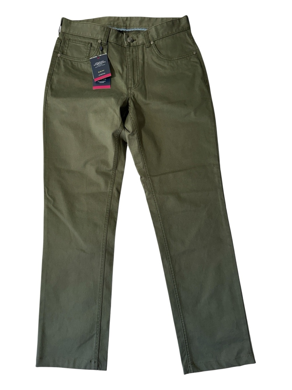 NEW Charles Tyrwhitt mens 30x34 slim fit dark olive five pocket pants NWT - Picture 2 of 5